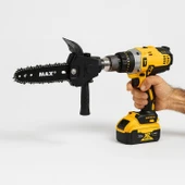 Matkap Uyumlu Zincirli Dal Budama Testeresi Ahşap Sunta MDF Kesme Aparatı Tutma Kollu Zincir Dahil thumbnail 5