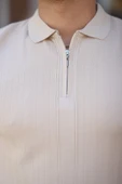 Erkek Yakası Fermuarlı Kısa Kollu T-shirt - 3