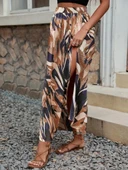 Kadın Beli Büzgülü Yandan Yırtmaçlı Desenli Süprem Etek thumbnail 2