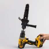 Matkap Uyumlu Zincirli Dal Budama Testeresi Ahşap Sunta MDF Kesme Aparatı Tutma Kollu Zincir Dahil thumbnail 4