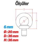 Aybolt Eye Bolt 5 Adet 6 mm Metal Halka Civata Askı Civatası Paslanmaz Çelik Montaj Bağlantı Elemanı thumbnail 2