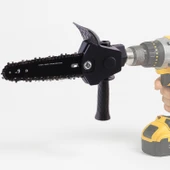 Matkap Uyumlu Zincirli Dal Budama Testeresi Ahşap Sunta MDF Kesme Aparatı Tutma Kollu Zincir Dahil thumbnail 1