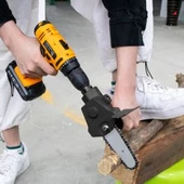 Matkap Uyumlu Zincirli Dal Budama Testeresi Ahşap Sunta MDF Kesme Aparatı Tutma Kollu Zincir Dahil thumbnail 7