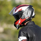 Sway Xbyc 865 Engine Full Face Güneş Gözlüklü Kapalı Motosiklet Kaskı L Beden Beyaz Kırmızı thumbnail 3