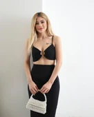 Kadın Atlas Kumaş Yırtmaçlı Etek Ve Tokalı Büstiyer Fırsat Ürün İkili Takım thumbnail 3