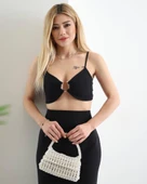 Kadın Atlas Kumaş Yırtmaçlı Etek Ve Tokalı Büstiyer Fırsat Ürün İkili Takım thumbnail 1