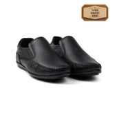 Erkek Siyah Hakiki Deri Ayakkabı, Ortopedik Taban Loafer Ayakkabı Mevsimlik Günlük Casual Ayakkabı thumbnail 1