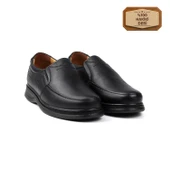 Erkek Siyah Hakiki Deri Ayakkabı, Ortopedik Taban Loafer Ayakkabı, Mevsimlik Kışlık Casual Ayakkabı - 1