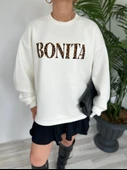 Kadın Yazı Baskılı Sweatshirt Ekru - 2