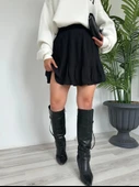 Kadın Şortlu Pileli Mini Etek Siyah thumbnail 2