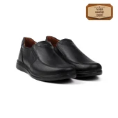Erkek Siyah Hakiki Deri Ayakkabı, Ortopedik Taban Loafer Ayakkabı Günlük Casual Ayakkabı thumbnail 1