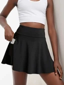 Kadın Yüksek Bel Cepli Sandy Short Etek - 3