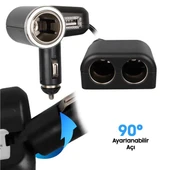 Olesson 1526 12-24V Tek USB Girişli 120W 80 CM Kablolu 3'LÜ Araç Çakmak Çoklayıcı thumbnail 3