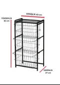 DEKORATİF SİYAH METAL SEBZELİK 3 RAFLI TEL SEPETLİ ÇOK AMAÇLI STAND - 5
