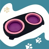 İkili Katlanabilir Evcil Hayvan Mama Kabı ve Standı - 1