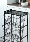 DEKORATİF SİYAH METAL SEBZELİK 3 RAFLI TEL SEPETLİ ÇOK AMAÇLI STAND - 6