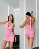 KADIN HALTER YAKA MİNİ ELBİSE - 1