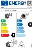 Petlas 155 R13C 90/89N 8PR Full Grip PT935 Kış Lastiği 2025 Üretim - 2