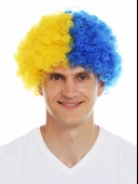 Sarı Lacivert Kıvırcık Afro Bonus Taraftar Peruğu thumbnail 1