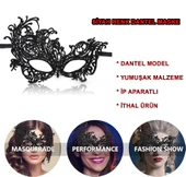 Siyah Dantel İşlemeli Parti Maskesi thumbnail 3