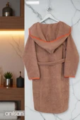 %100 Pamuk Kahverengi Bornoz - Kapüşonlu Otel Bornozu, Spa Için Ideal, Günlük Kullanıma Uygun - 2