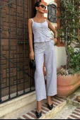 Kalın Askılı Bluz Pantolon Keten Takım 10187 thumbnail 5