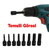 Allen Bits Lokma Seti 8 Parça 1/2" CR-MO ÇEliği H5 H6 H8 H10 H12 H14 H17 H19 Uzunluk: 78 mm Altıgen thumbnail 6