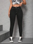 Kadın Yüksek Bel önden Düğmeli Dar Kesim Kot Pantolon - 7