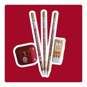 Galatasaray Lisanslı Kurşun Kalem Seti (3 Adet Kurşun Kalem, Silgi, Kırmızı Kalemtraş) - 2