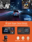 Wi-Fi APP Destekli 1080P 3 Kameralı Araç İçi Araba Kamerası Gece Görüşü  140 Geniş Açı DVR - 4
