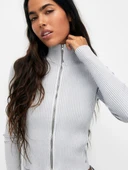 Pull & Bear Fitilli Açık gri renk fermuarlı thumbnail 2