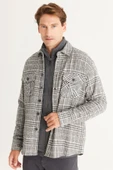 Altınyıldız Classics Erkek Antrasit Oversize Bol Kesim Düğmeli Yaka Ekose Desenli Flanel Oduncu Kışlık Gömlek thumbnail 2