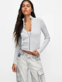Pull & Bear Fitilli Açık gri renk fermuarlı thumbnail 1