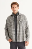 Altınyıldız Classics Erkek Antrasit Oversize Bol Kesim Düğmeli Yaka Ekose Desenli Flanel Oduncu Kışlık Gömlek thumbnail 1