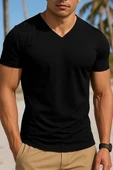 Erkek Kısa Kollu V Yakalı Viskon Tişört thumbnail 1