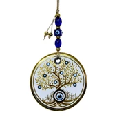 Hayat Ağacı Şekilli Yaldızlı Beyaz Duvar Süsü Cam Hediyelik Eşya thumbnail 4