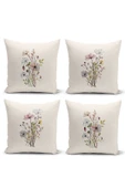 Bertille Home Flower Bahar Serisi Çift Tarafı Dijital Baskılı 4'lü Kırlent Kılıfı Seti (Spring) - 4