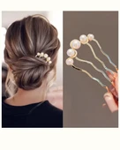 1 Adet-Kadınlar İçin Elegant Saç Takı – İncili Fransız Twist Saç Çatalı, Vintage Bun Maker thumbnail 1