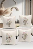 Bertille Home Flower Bahar Serisi Çift Tarafı Dijital Baskılı 4'lü Kırlent Kılıfı Seti (Spring) - 1
