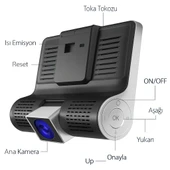 Üsküdar İletişim Full HD Ekran 1080p 3 Kameralı Araç Içi Güvenlik Kamera - 3