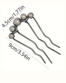 1 Adet-Kadınlar İçin Elegant Saç Takı – İncili Fransız Twist Saç Çatalı, Vintage Bun Maker thumbnail 3