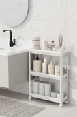 Tekerlekli Raf Ünitesi 3 Katlı Beyaz Banyo Rafı Mutfak Rafı Servis Sehpası Organizer(PEGGYBEYAZ) - 1