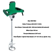 Elektrikli Boya Harç Karıştırıcı 1600 W Çift Kulp Ergonomik Mikser Ucu Güçlü Karıştırma Makinesi thumbnail 2