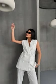 JAKAR KUMAŞ YELEK - PANTOLON TAKIM - Beyaz - 2