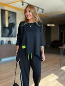 Kadın Iki Iplik Viskon Pamuk Kumaş Arma Detaylı Ikili Takım thumbnail 6