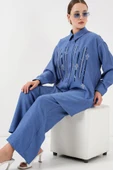 Desenli Tunik Pantolon İkili Takım 6720 - İndigo - 2
