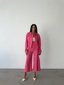 KETEN PÜSKÜL DETAYLI GÖMLEK-PANTOLON TAKIM - Fuşya - 1