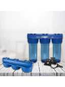 10 Inç 3 Aşama Daire Bina Sayaç Girişi Su Arıtma Cihazı Yıkanabilir-Gac Karbon-Blok Karbon Filtreli thumbnail 2