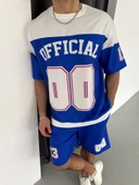 Dijital 00 Baskılı Şortlu Takım - Mavi - 1