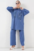 Desenli Tunik Pantolon İkili Takım 6720 - İndigo - 4